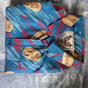 RSVLTS Blue and Red Graphic Button-Up Shirt